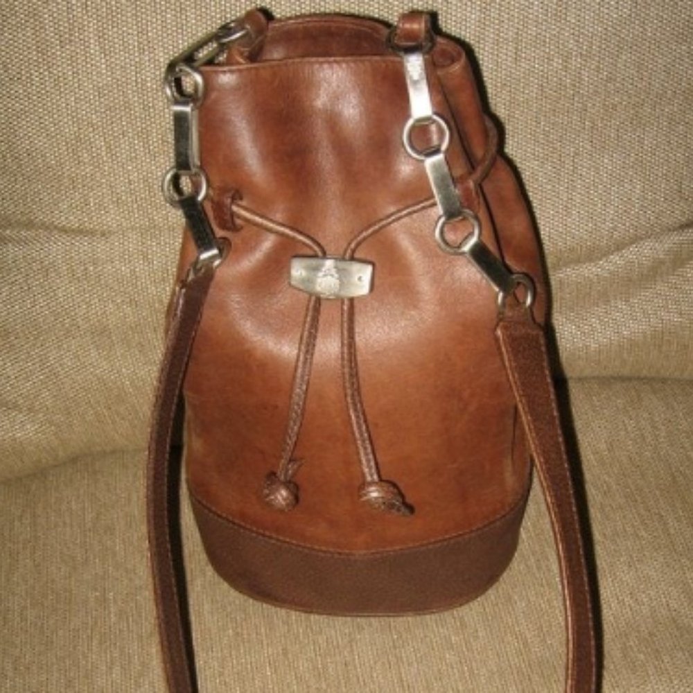 Mark Cross Brown Slingback Drawstring Bucket Purs… - image 1